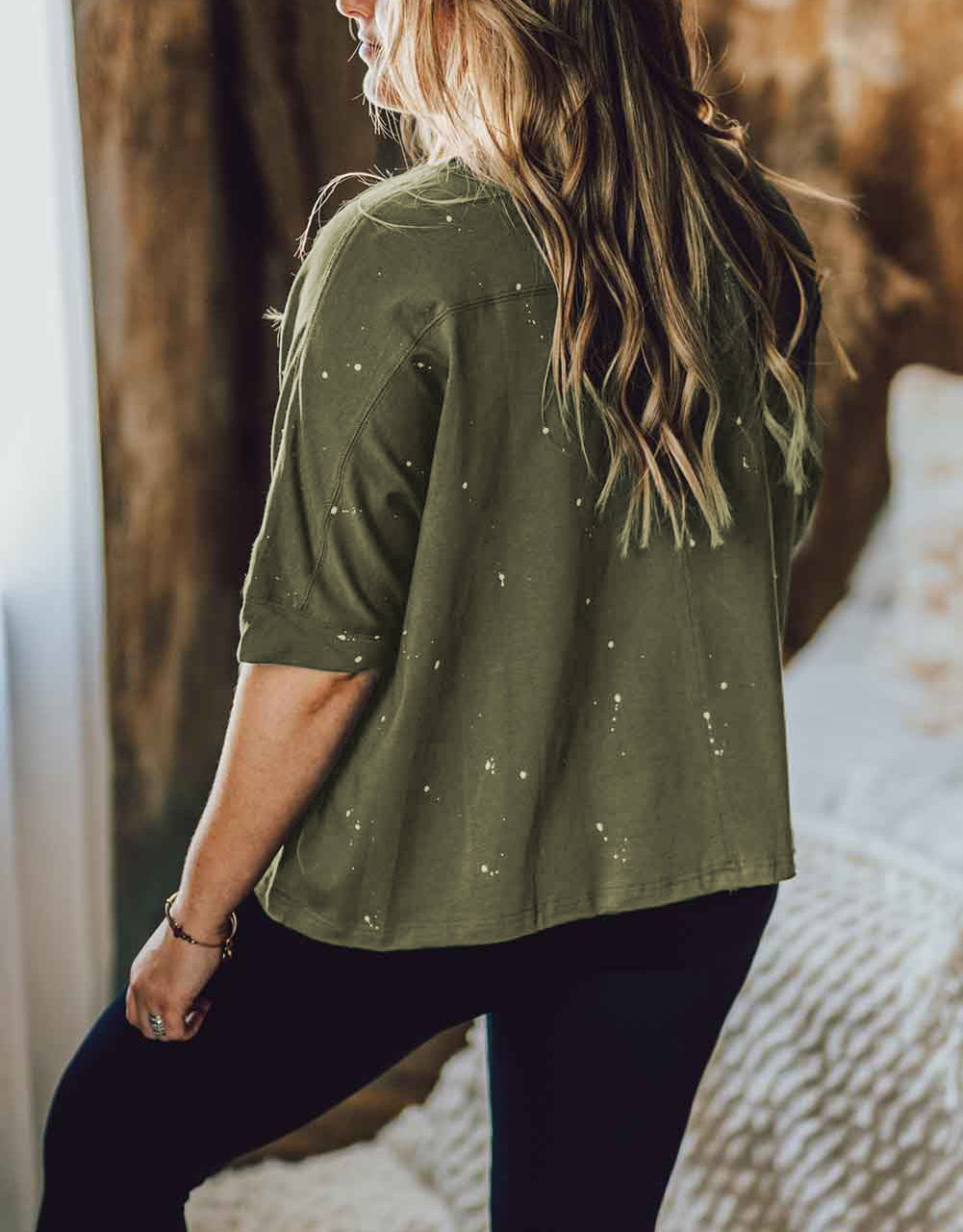 Plus Size Ripped Half Sleeve Blouse