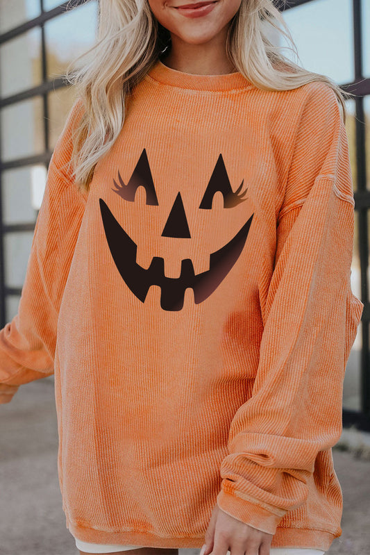 Pumpkin Smile Face Graphic Sweatshirt