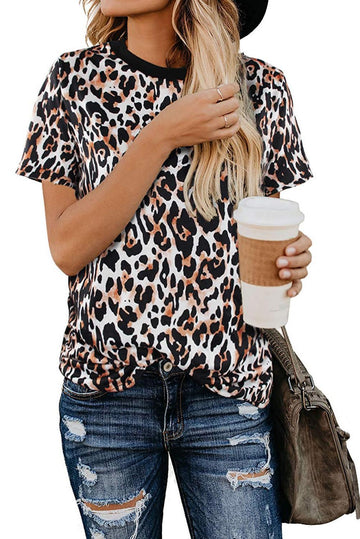 Short Sleeve Leopard Print Top