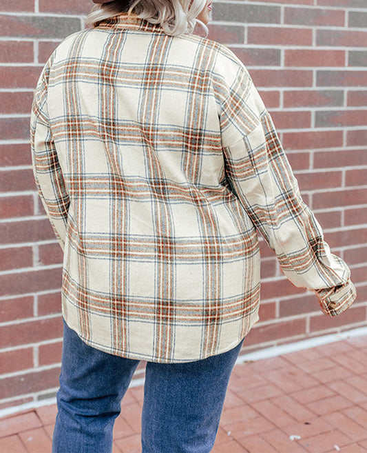 Plus Size Plaid Half-Zipper Sweatshirt with Chest Pocket