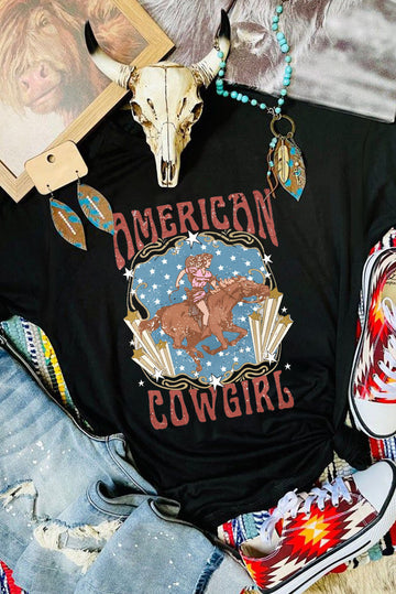 AMERICAN COWGIRL Graphic Western T-shirt