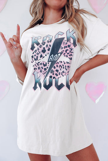 ROCK AND ROLL Oversized Graphic Tee