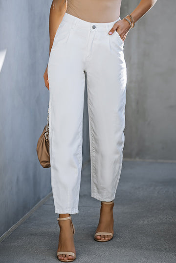 Solid High Waist Casual Pants