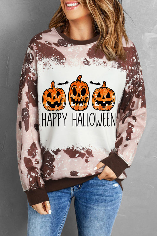 Tie-Dye Pumpkin HAPPY HALLOWEEN Graphic Top