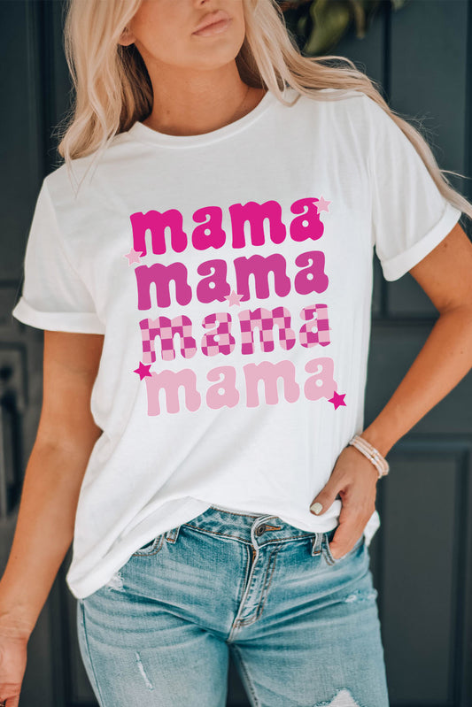 Round Neck mama Graphic Casual Tee