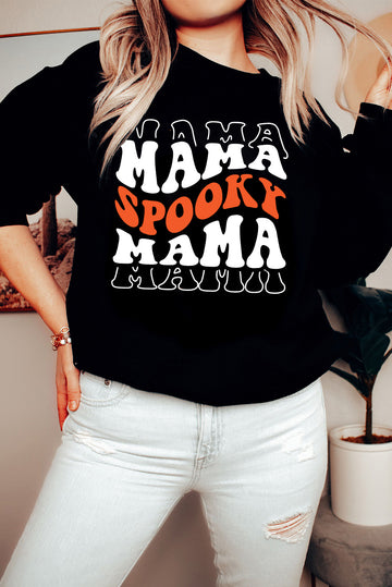 Spooky Mama Letter Graphic Halloween Sweatshirt